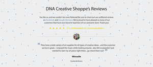   DNA Creative Shoppe's Facebook review from a satisfied customer. 