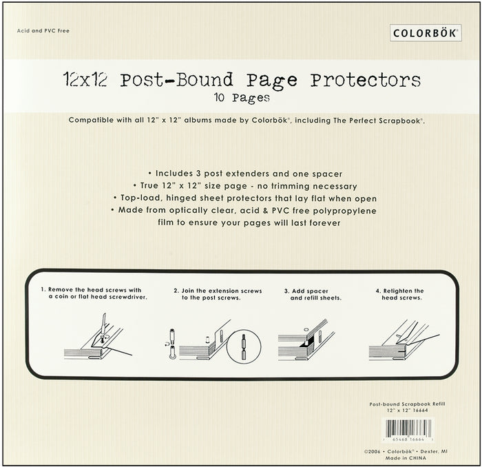 Colorbok Top-Loading Page Protectors 12"X12" 10/Pkg