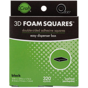 iCraft 3D Foam Squares - 3/8" - Black