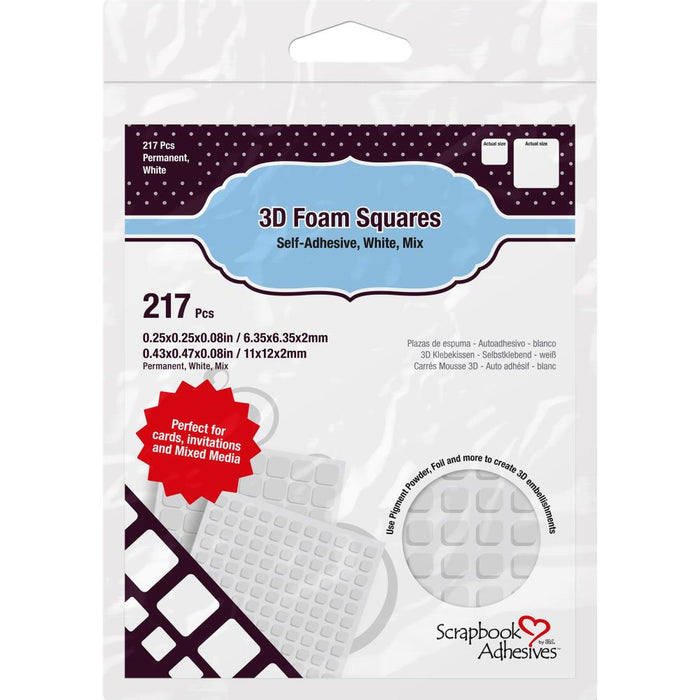 3D Foam Squares Variety Pack - White