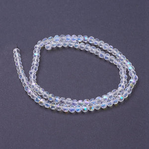 Electroplated Clear AB 6mm Round Glass Beads