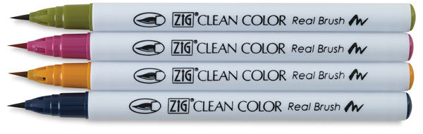 Zig Clean Color Real Brush 4-Colour Deep Marker Set