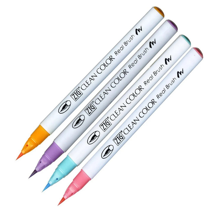 Zig Clean Color Real Brush 4-Colour Pale Marker Set