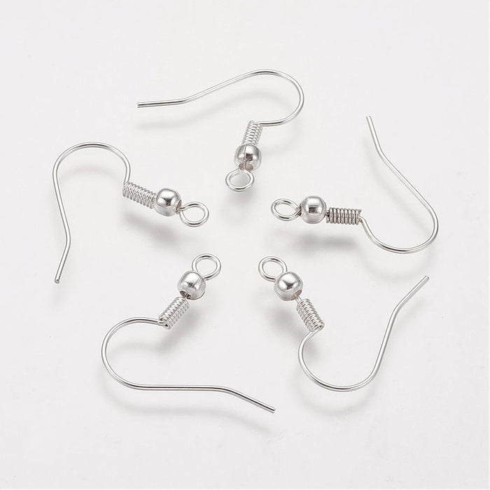 Brass Earring Hook with Bead - 10 Pairs
