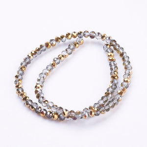 Half-Electroplated Gold Rondelle Glass Beads
