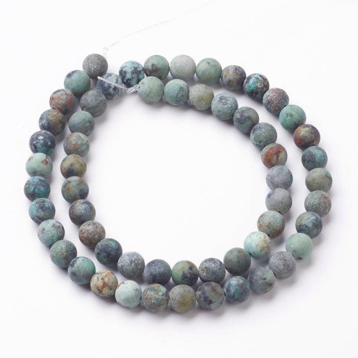 Natural African Frosted Turquoise Beads - 6mm