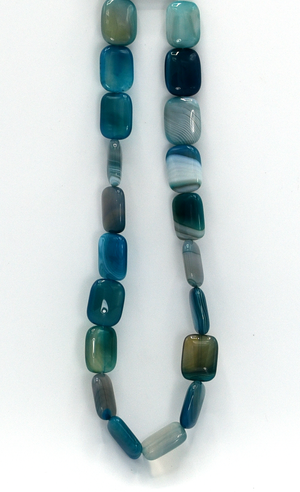 Blue Striped Agate Rectangular Beads
