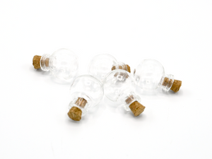 Round Glass Bottles with Corks - 5pk
