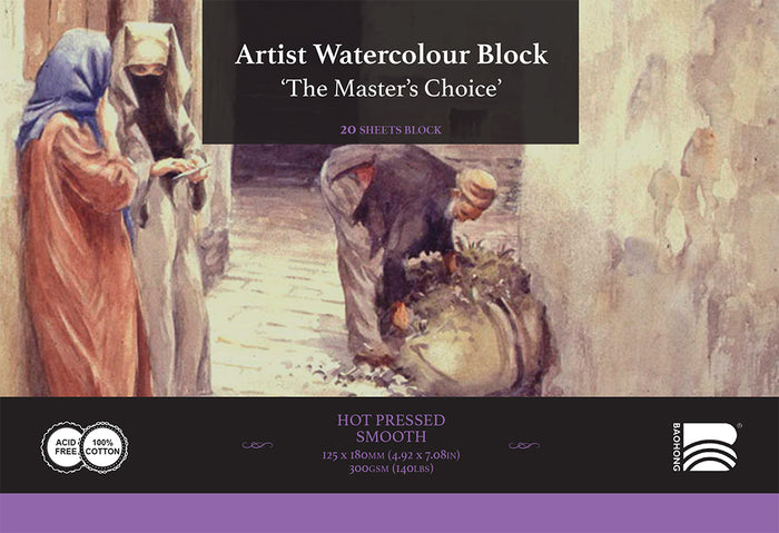 Master's Choice Watercolour Block - 4.92" x 7.08"  - Hot Press