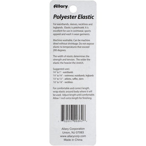 Allary Polyester Elastic 1/4"X 3 yd - White