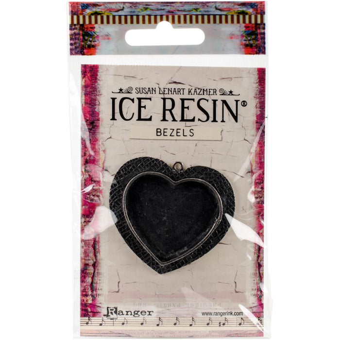 Ice Resin Milan Bezel - Large Heart - Antique Silver