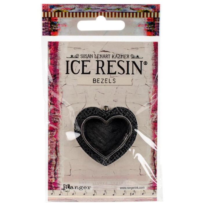 Ice Resin Milan Bezel - Medium Heart - Antique Silver