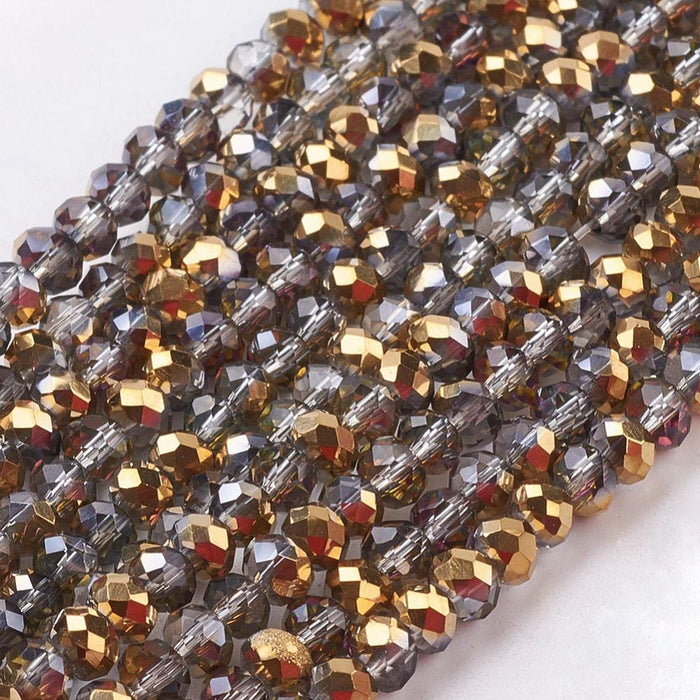 Half-Electroplated Gold Rondelle Glass Beads