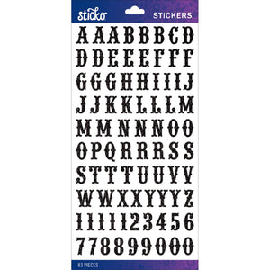 Black Glitter Carnival Alphabet Stickers