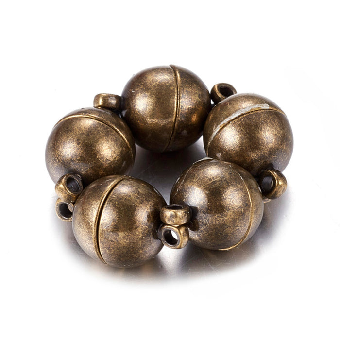 Round Brass Magnetic Clasps - 5 Sets