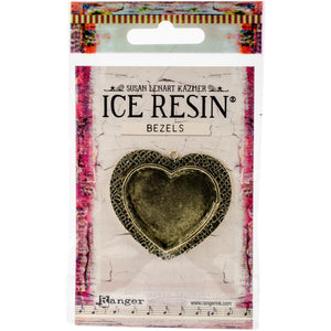 Ice Resin Milan Bezel - Large Heart - Antique Bronze