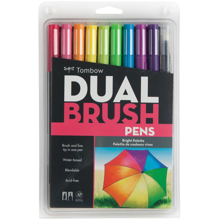 Dual Brush Pens 10-Pen Set - Brights
