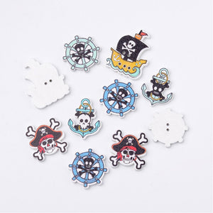 Wooden Pirate Buttons - 100ct.