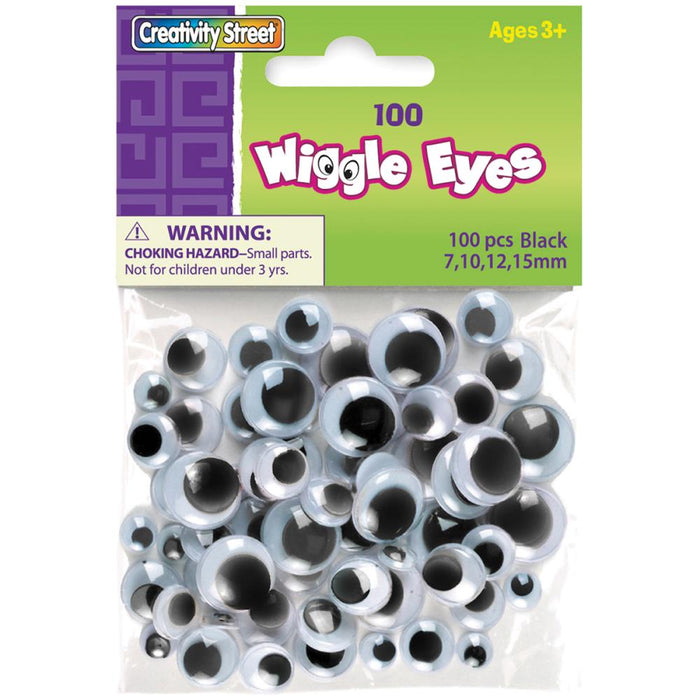 Paste-On Wiggle Eyes Assorted - 100/Pkg