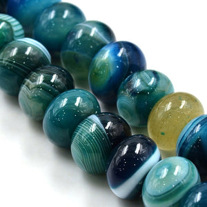 Natural Striped Agate Abacus Beads - Cyan