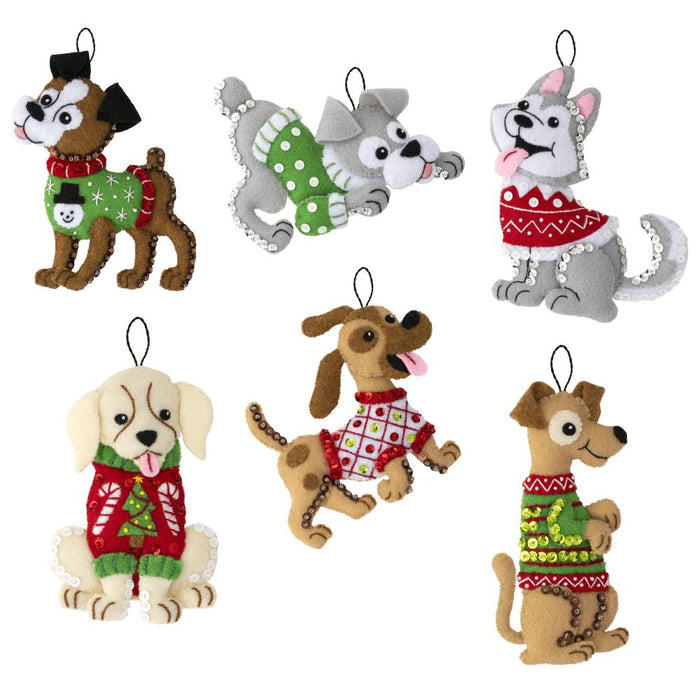Dogs In Ugly Sweaters Felt Ornament Kit