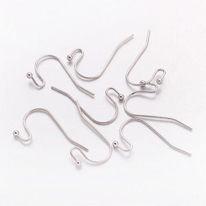 Brass Hook Earwire - Platinum Colour - 100 pairs