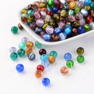 Handmade 8mm Foil Glass Beads - Many colours to choose from