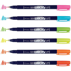 Fudenosuke Colored Brush Pen Set - Neon/6ct.