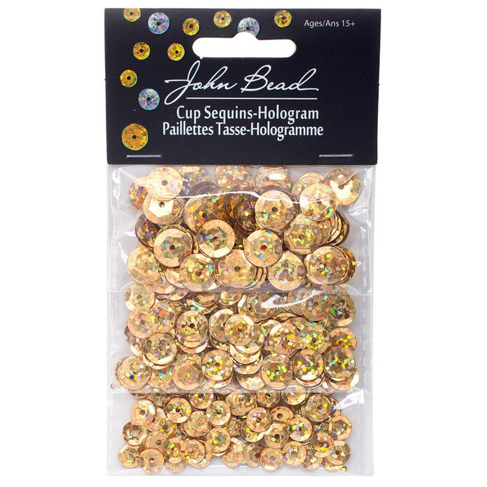 Round Sequins - 6mm/8mm/10mm -  Holographic Gold