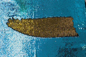 Threaders Sequin Fabric - Teal & Gold