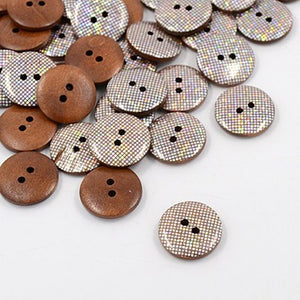 Holographic Wood Buttons - 100ct.
