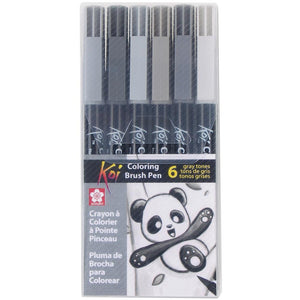 Koi Coloring Brush Grey Set - 6 Colour