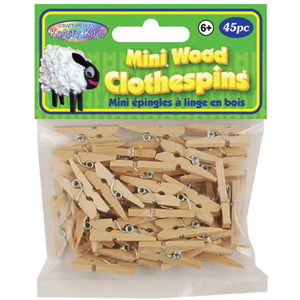 Mini Wood Clothespins - 1" - 45/Pkg.