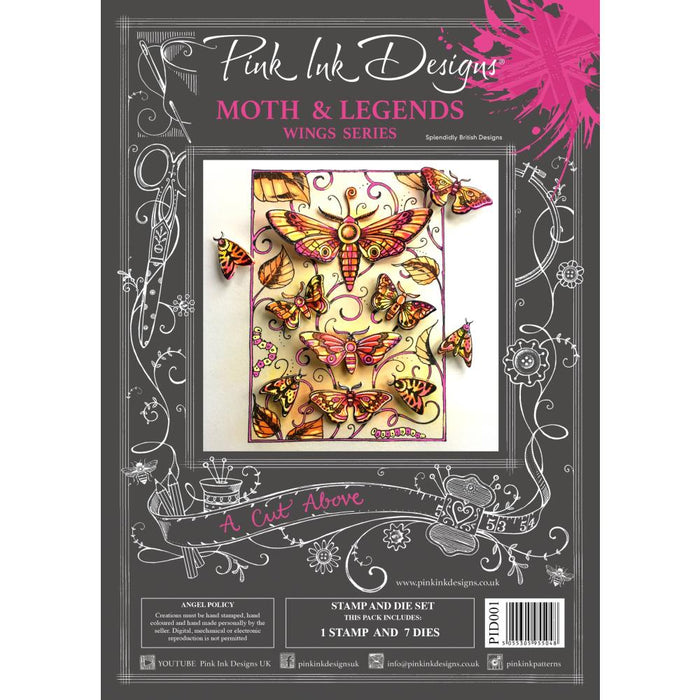 Pink Ink Designs Stamp And Die Set - Moth & Legends