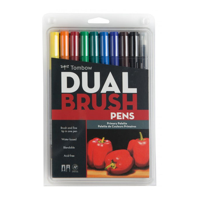 Dual Brush Pens 10-Pen Set - Primary