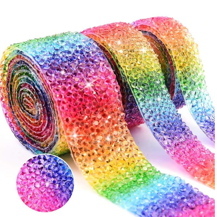 Rainbow HotFix Mesh Ribbon - By the Yard