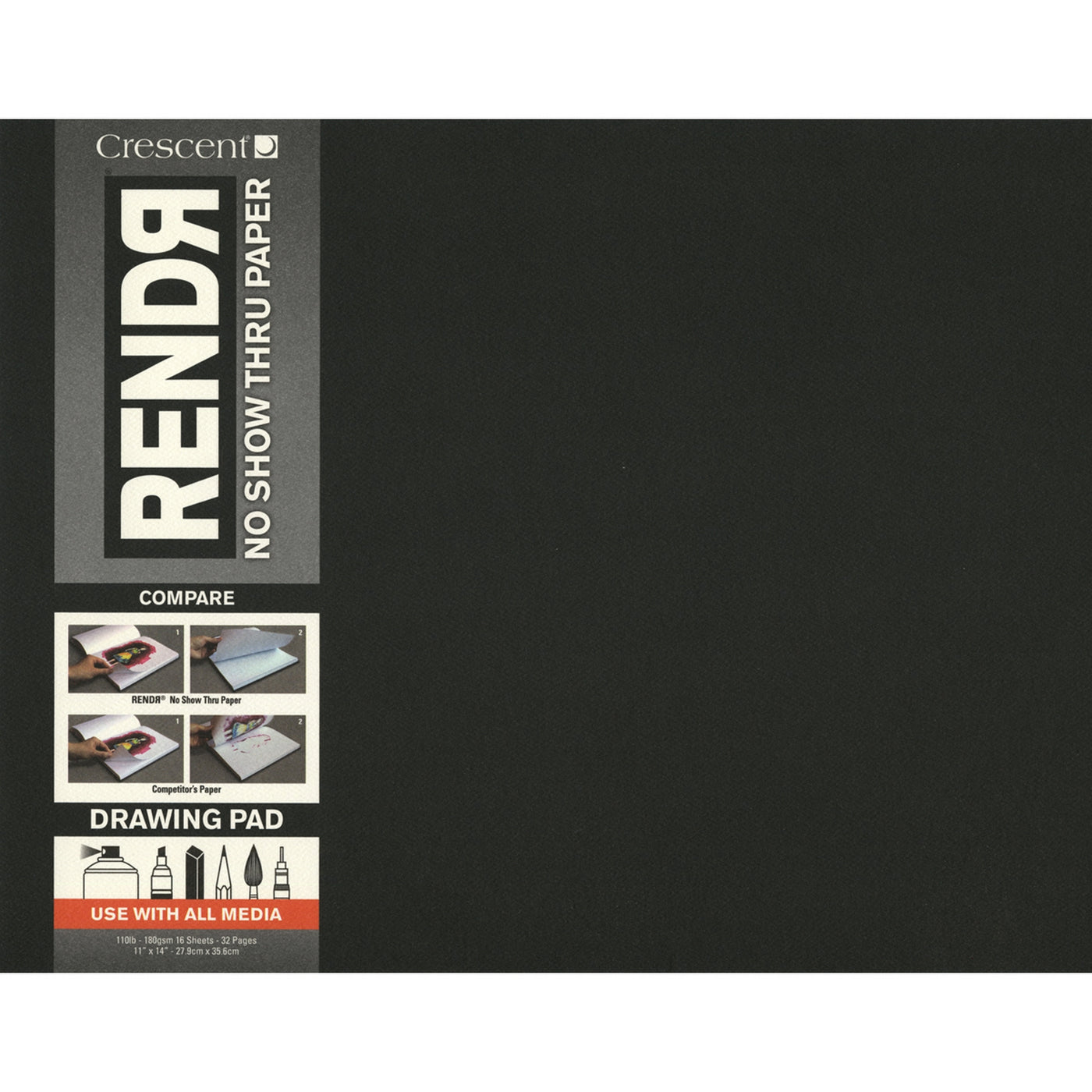 Crescent RendR No Show Thru Paper - 9 x 12, Tapebound Pad