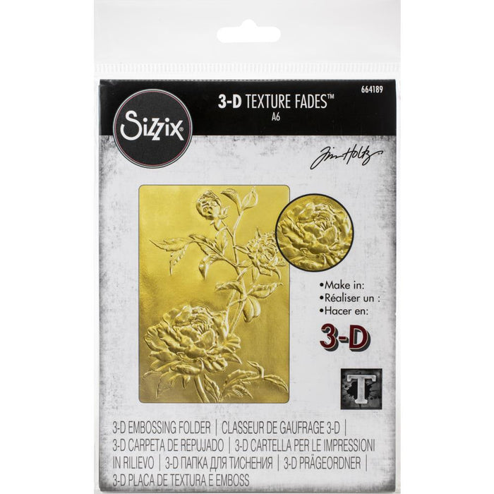Sizzix 3D Texture Fades Embossing Folder By Tim Holtz - Roses