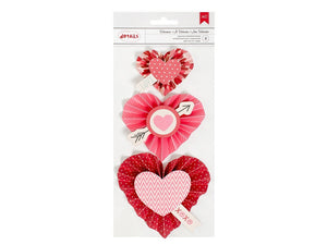 Valentine Adhesive 3D Embellishments - Heart Rosettes