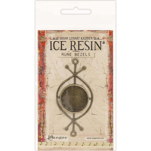 Ice Resin Rune Bezel Round - Antique Bronze