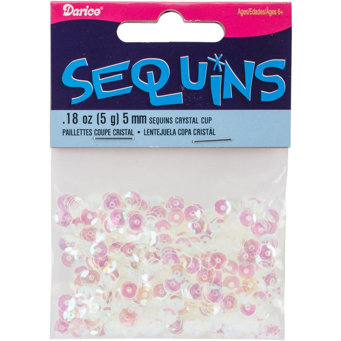 Cupped Sequins - 5mm - Crystal Iridescent