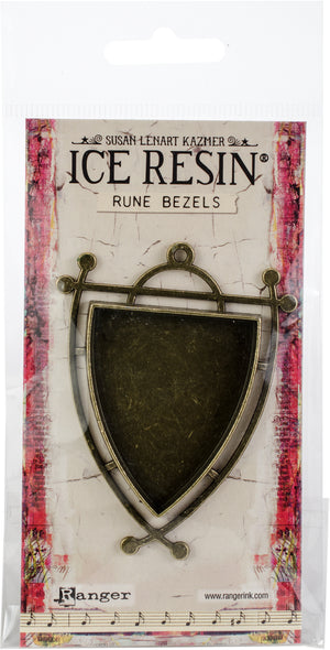 Ice Resin Rune Bezel Shield - Antique Bronze