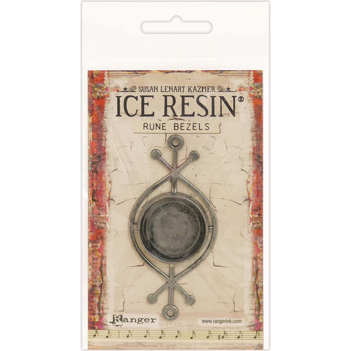 Ice Resin Rune Bezel Round - Antique Silver