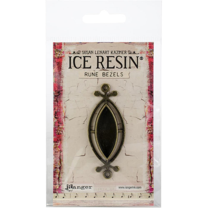 Ice Resin Rune Bezel Small Ellipse - Antique Bronze