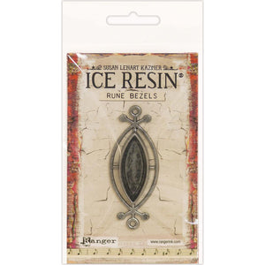 Ice Resin Rune Bezel Small Ellipse - Antique Silver