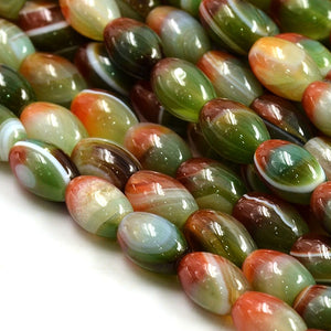 Natural Striped Oval Agate Beads