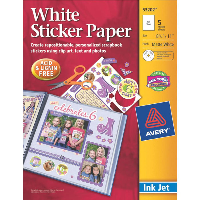 Inkjet Sticker Paper - Matte White